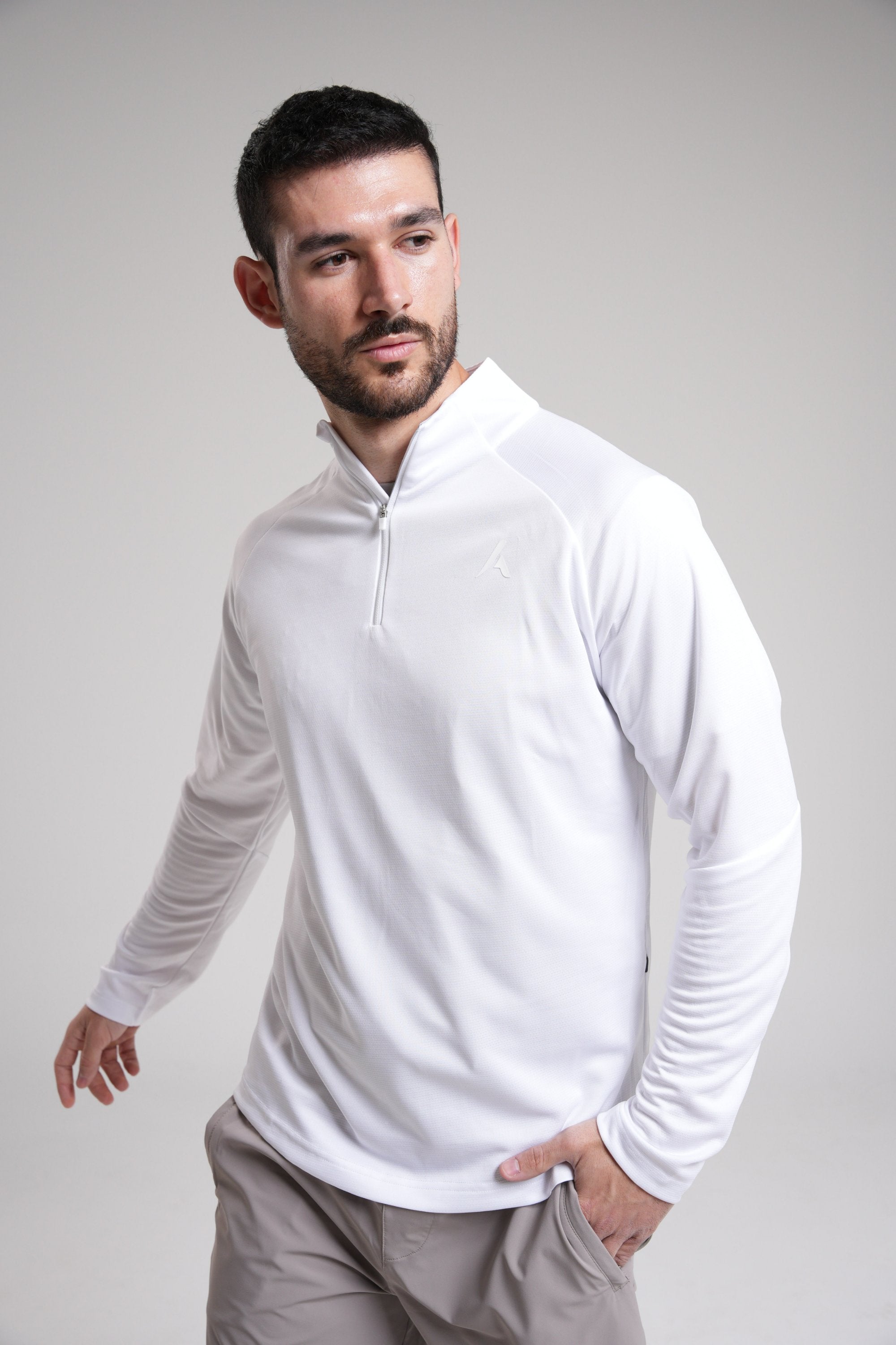 Men's Quarter Zip - White